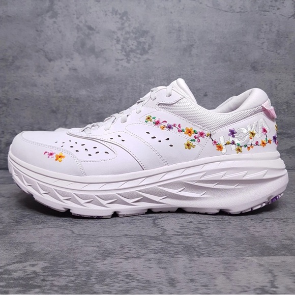 New Hoka One One White Floral Sneakers Size: 15 women's/14 men's - Picture 9 of 10